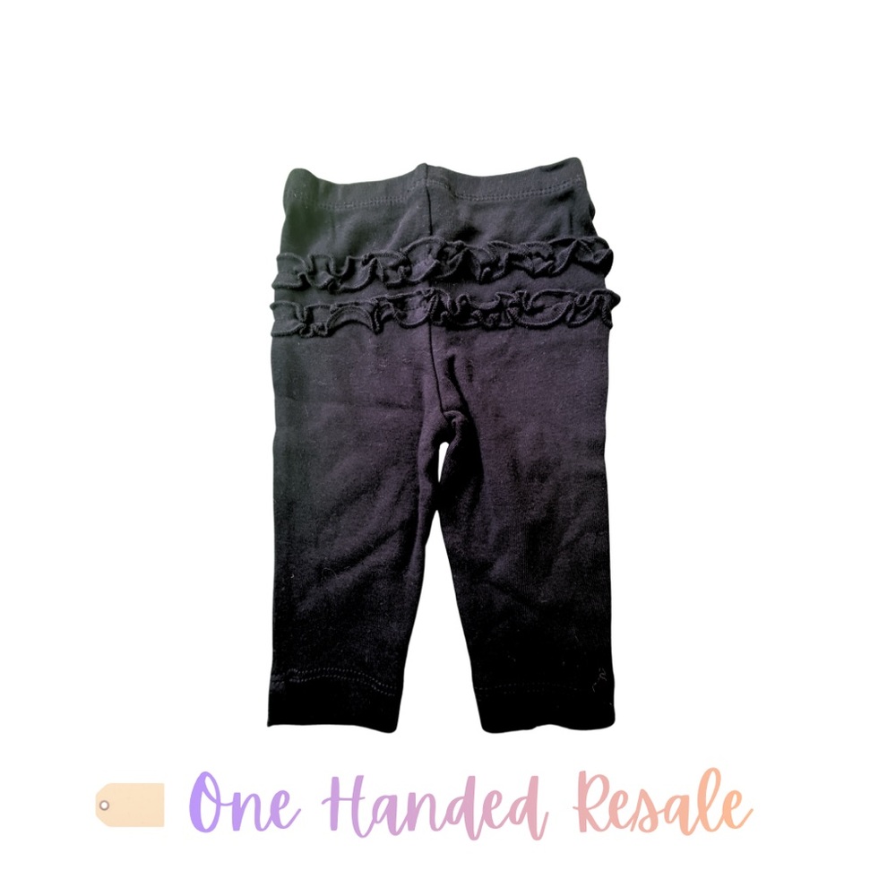 🖤 Carter's Kids Black Ruffle Back Baby Leggings Pants Girls 3M